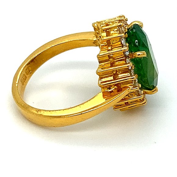 Certified Tsavorite 6.08ct Diamonds 22K Gold Ring - Picture 4 of 10